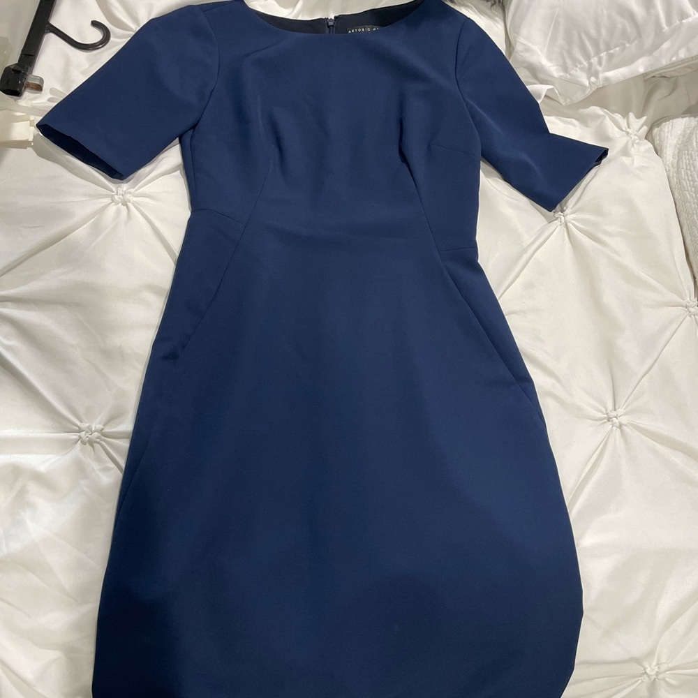 Antonio Melani Navy Blue Pencil Fitted Dress Sz 2